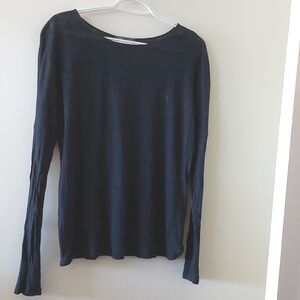 Vince 100% linen top with leather trim size M